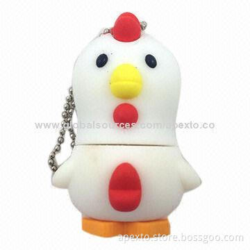 Chick-shaped USB Flash Memory, Made of PVC Material, Supports USB2.0 Interface